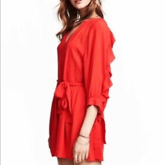 H&M Red Ruffle Romper with Balloon Ruffle sleeves - Picture 3 of 3